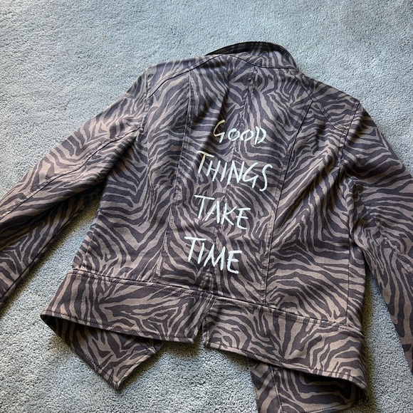White House Black Market Jean Zebra Jacket size 4 - Picture 8 of 9